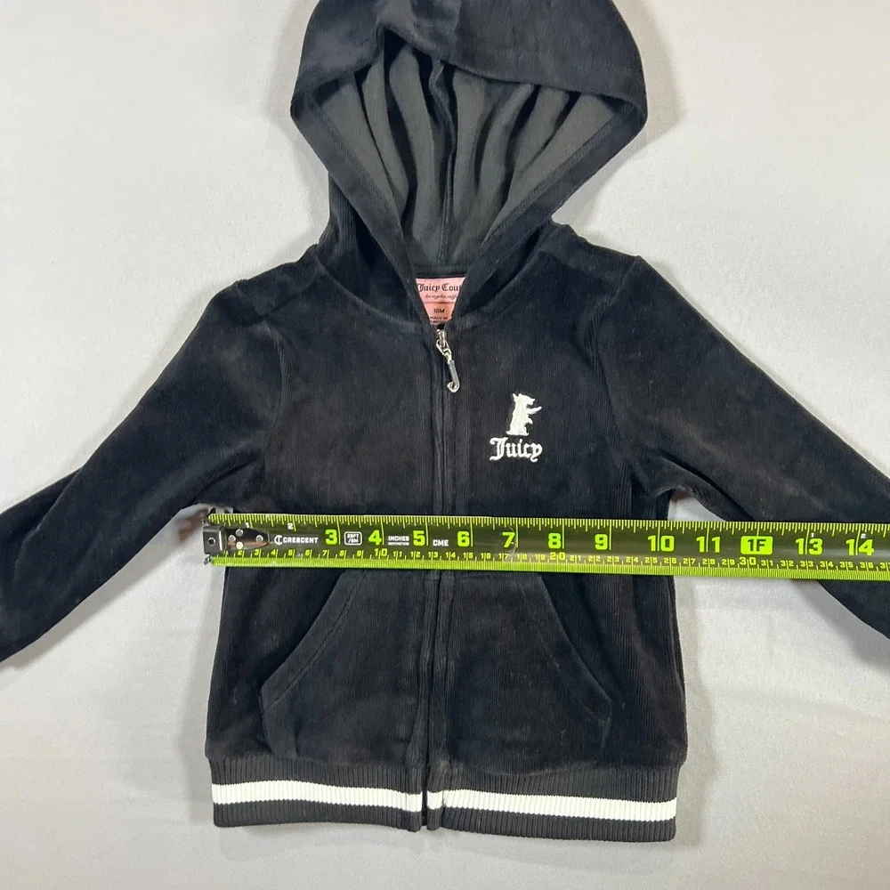 Juicy Couture Hoodie Kids 18M Black Cotton Logo Embroidered Ribbed Trim Full Zip